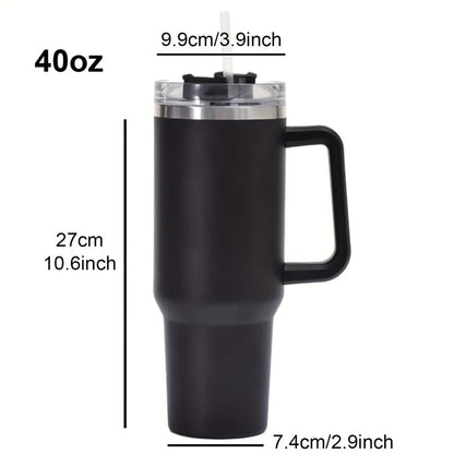 Stainless Steel Travel Mug with Straw & Handle 1.2L
