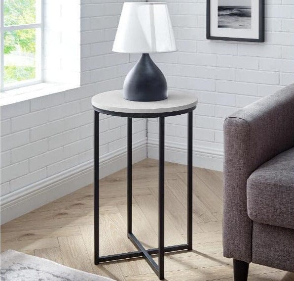 End Tables | 16" round side table, coffee table ikea, coffee table wayfair, Coffee Tables, Featured, Metal side table, round side table, Round Side tables, Walker Edison 16" Round Side table,